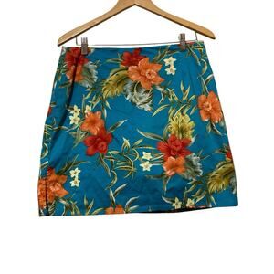 CARIBBEAN JOE Hawaiian SKORT Size 12 Mini Skirt Shorts Womens Tropical Floral